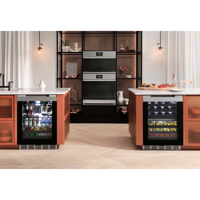 Cafe 24 in. 5.1 cu. ft. Built-In/Freestanding Beverage Center with Pull-Out Shelves & Digital Control - Platinum Glass, , hires