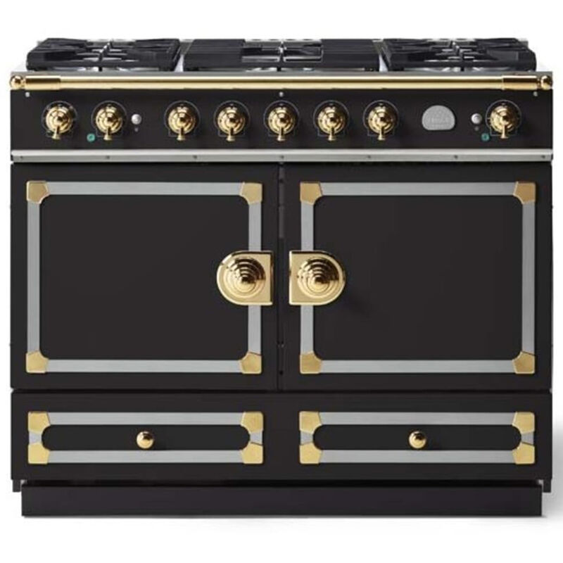 La Cornue Cornufe Series 43 in. 4.6 cu. ft. Standard Convection Double Oven Dual Fuel Range with 5 Sealed Burners - Matte Black, , hires