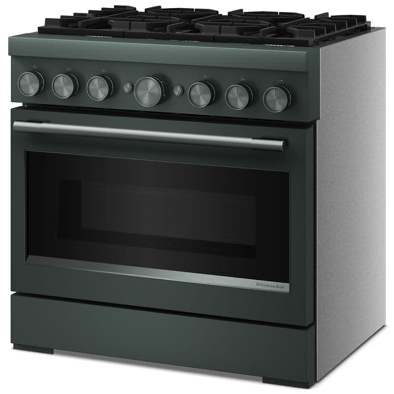 KitchenAid Commercial-Style 36 in. 5.1 cu. ft. Air-Fry True European Convection Dual Fuel Range with 6 Sealed Burners - Juniper, , hires