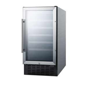 Summit 18 in. Undercounter Wine Cooler with Wood Racks, Single Temperature Zone & 34 Bottle Capacity - Stainless Steel, , hires