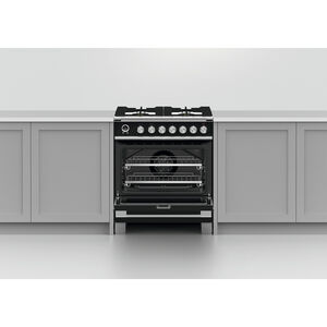 Fisher & Paykel Series 9 Classic 30 in. 3.5 cu. ft. True European Convection Dual Fuel Range with 4 Sealed Burners - Black, , hires