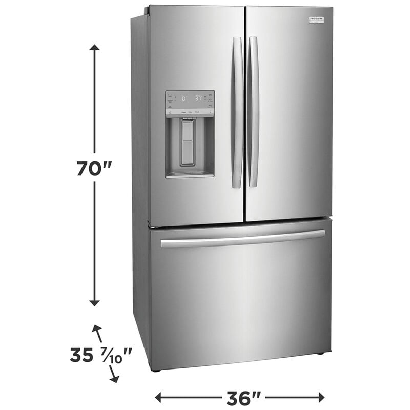 Frigidaire 36 in. 27.8 cu. ft. French Door Refrigerator with Ice & Water Dispenser - Stainless Steel, , hires