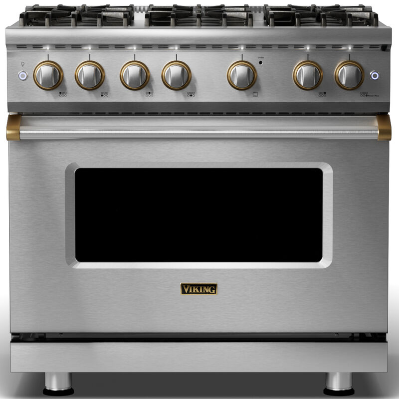 Viking 5 Series 36 in. 5.1 cu. ft. Standard Convection Gas Range with 6 Sealed Burners - Stainless Steel, , hires