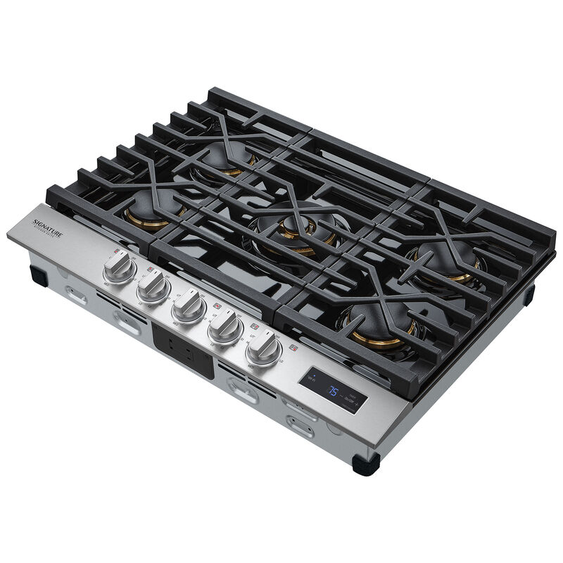 Signature Kitchen Suite 30 in. 5-Burner Smart Natural Gas Cooktop with Simmer Burner & Power Burner - Stainless Steel, , hires
