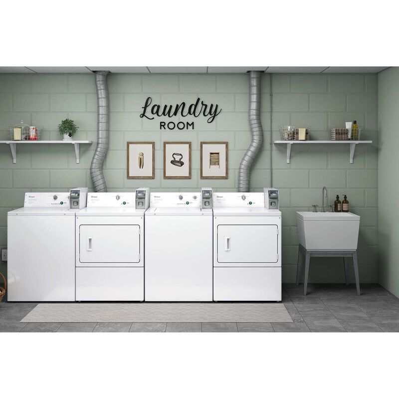 Whirlpool 27 in. 7.4 cu. ft. Commercial Gas Dryer with Factory-Installed Coin Slide & Coin Box - White, , hires