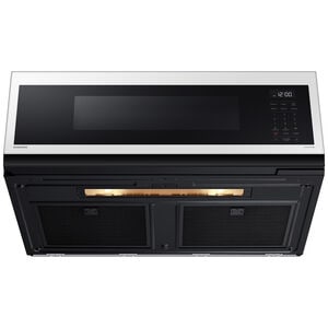 Samsung Bespoke 30 in. 1.1 cu. ft. 1100W Low Profile Smart Over-the-Range Microwave with 400 CFM - White Glass, , hires