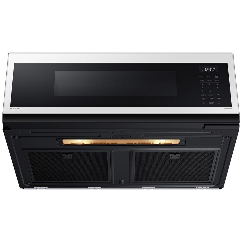 Samsung Bespoke 30 in. 1.1 cu. ft. 1100W Low Profile Smart Over-the-Range Microwave with 400 CFM - White Glass, , hires