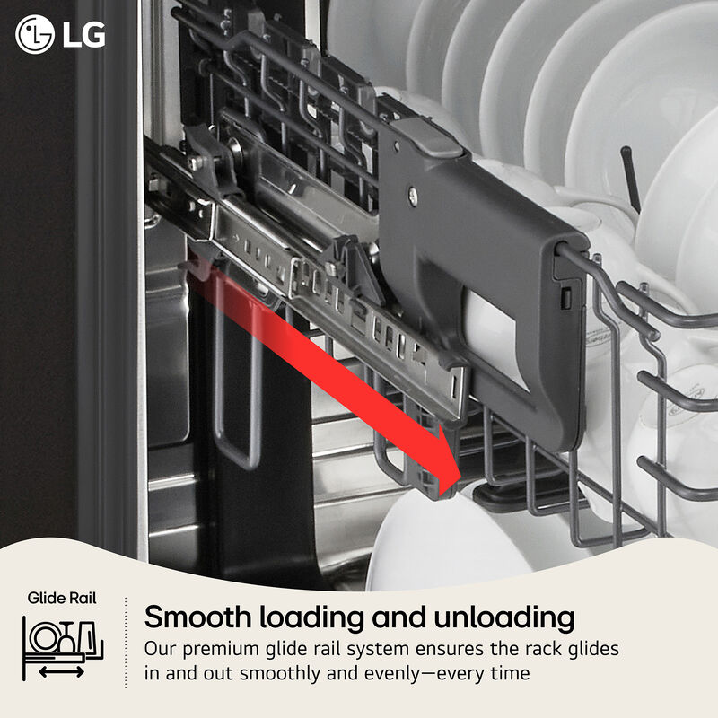 LG 24 in. Top Control Flush-Mount Smart Dishwasher with 44 dBA Sound Level, 3rd-Rack, AutoVent Dry, Dynamic Heat Dry & Pocket Handle - PrintProof Stainless Steel, , hires