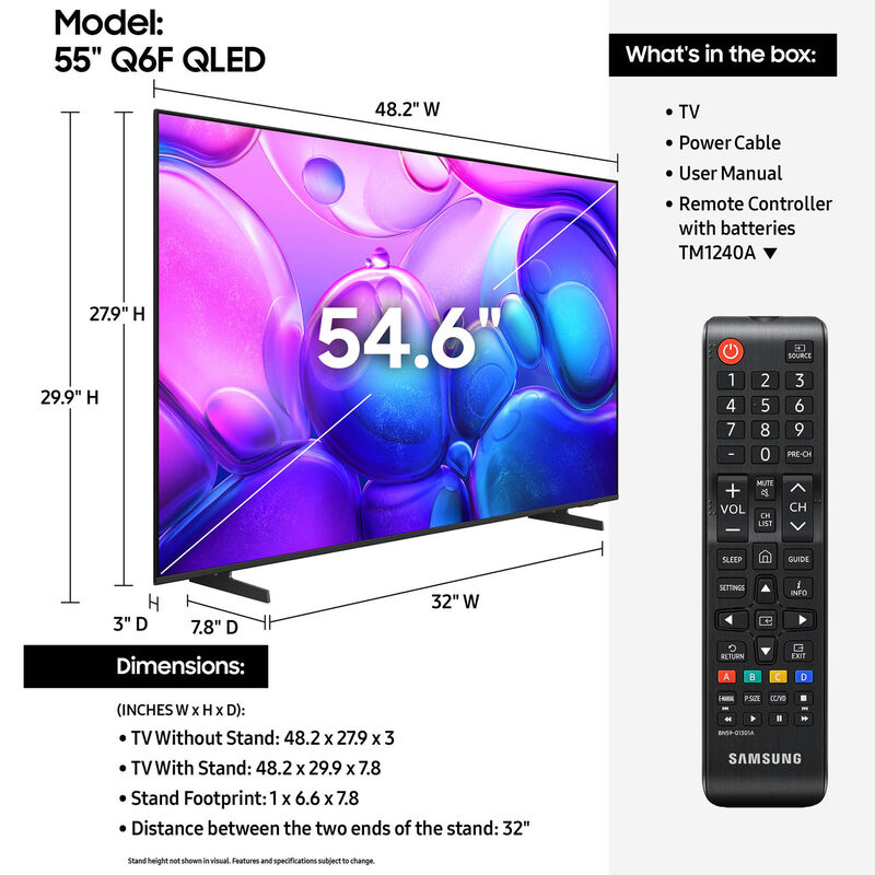 Samsung - 55" Class Q6F QLED 4K UHD Smart Tizen TV, , hires
