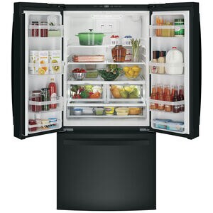 GE 33 in. 24.7 cu. ft. French Door Refrigerator with Internal Water Dispenser - Black on Black, Black on Black, hires