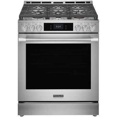 Frigidaire Professional 30 in. 6.0 cu. ft. Smart Air-Fry True European Convection Steam Oven Gas Range with 6 Sealed Burners & Griddle - Stainless Steel | PCFG3085BF
