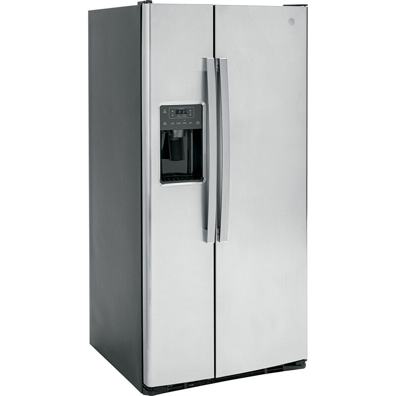 GE 33 in. 23 cu. ft. Side by Side Refrigerator with Ice & Water Dispenser - Fingerprint Resistant Stainless, Fingerprint Resistant Stainless, hires