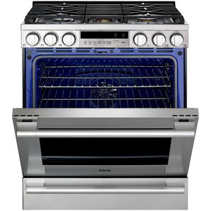 SKS 30 in. 6.3 cu. ft. Smart Standard Convection Slide-In Gas Range with 5 Sealed Burners & Griddle - Stainless Steel, , hires