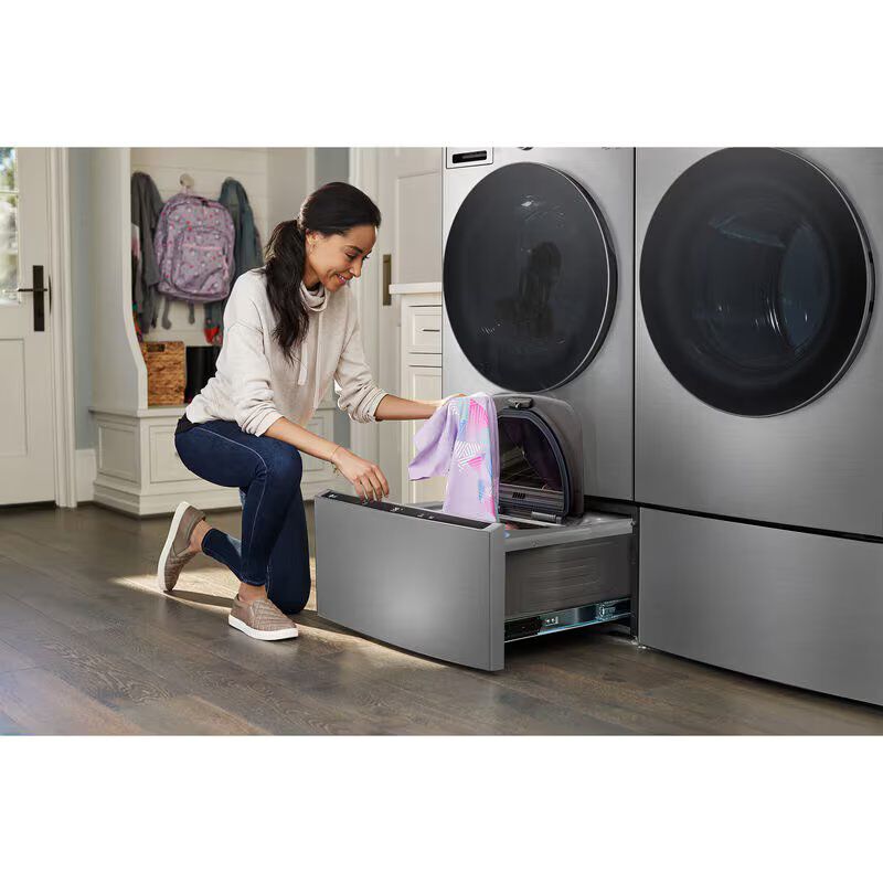 LG 27 in. 4.5 cu. ft. Smart Stackable Front Load Washer with AI DD Built-In Intelligence, TurboWash 360 Technology, Allergiene, Sanitize & Steam Wash Cycle - Graphite Steel, , hires