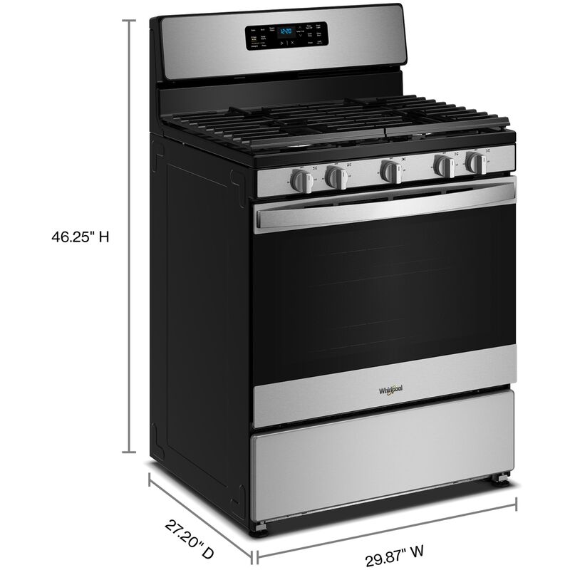Whirlpool 30 in. 5.1 cu. ft. Gas Range with 5 Sealed Burners - Stainless Steel, , hires