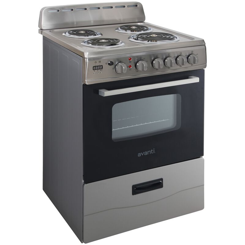 Avanti 24 in. 2.6 cu. ft. Electric Range with Coil Burners - Stainless Steel, , hires