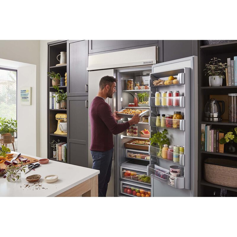 KitchenAid 48 in. 29.4 cu. ft. Built-In Counter Depth Side by Side Refrigerator with Ice & Water Dispenser - Stainless Steel with PrintShield Finish, Stainless Steel with PrintShield Finish, hires