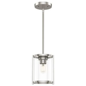 Hunter Astwood 6.25 in. Mini Pendant with Clear Glass - Brushed Nickel, , hires