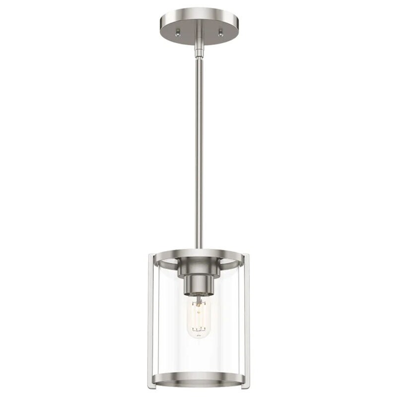 Hunter Astwood 6.25 in. Mini Pendant with Clear Glass - Brushed Nickel, , hires