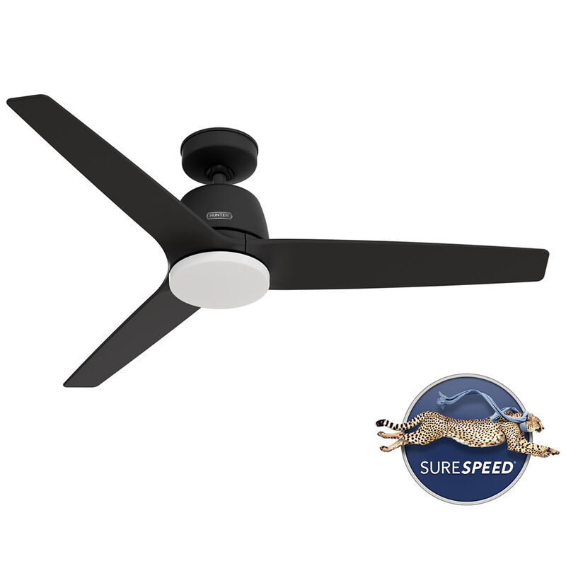 Hunter Malden 52 in. Ceiling Fan with LED Light Kit & Handheld Remote - Matte Black, , hires