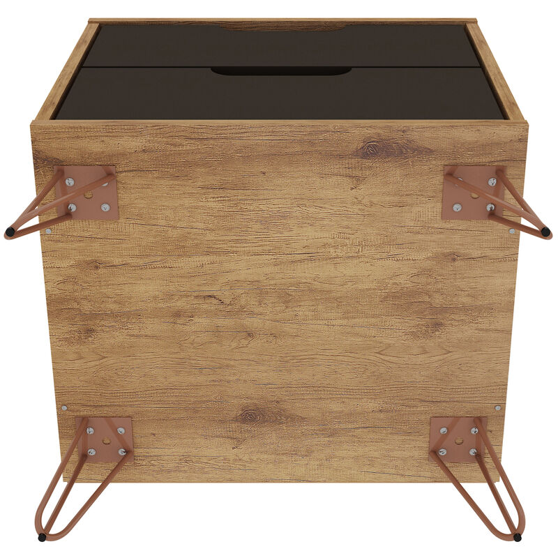 Manhattan Comfort Rockefeller Mid-Century Modern 2-Drawer Nightstand - Textured Gray, Gray, hires