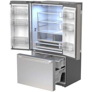 Sharp 36 in. 26.5 cu. ft. Counter Depth Garage-Ready French Door Refrigerator with Internal Water Dispenser - Stainless Steel, , hires