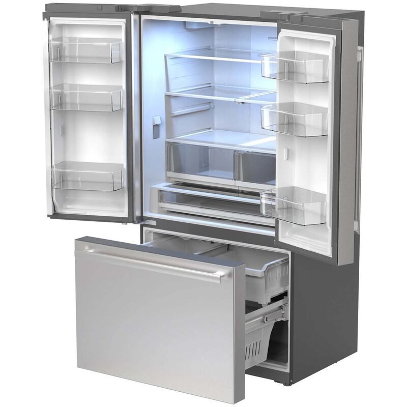 Sharp 36 in. 26.5 cu. ft. Counter Depth Garage-Ready French Door Refrigerator with Internal Water Dispenser - Stainless Steel, , hires