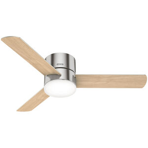 Hunter Minimus 52 in. Low Profile Ceiling Fan with LED Light Kit and Handheld Remote - Brushed Nickel, Brushed Nickel, hires