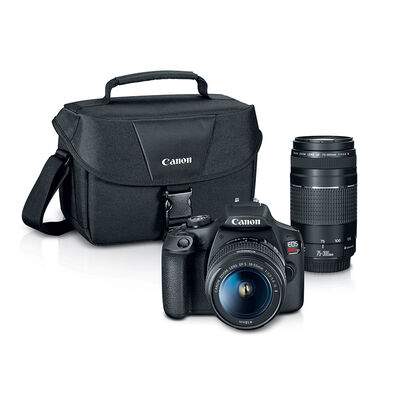 Canon EOS Rebel T7 DSLR Camera with 18-55mm & 75-300mm Lens Kit and Storage Bag - Black | REBELT72LENS