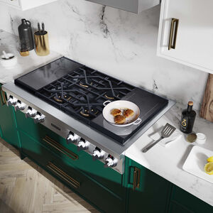 SKS 48 in. 6-Burner Smart Dual Fuel Natural Gas Rangetop with Simmer Burner & Power Burner - Stainless Steel, , hires