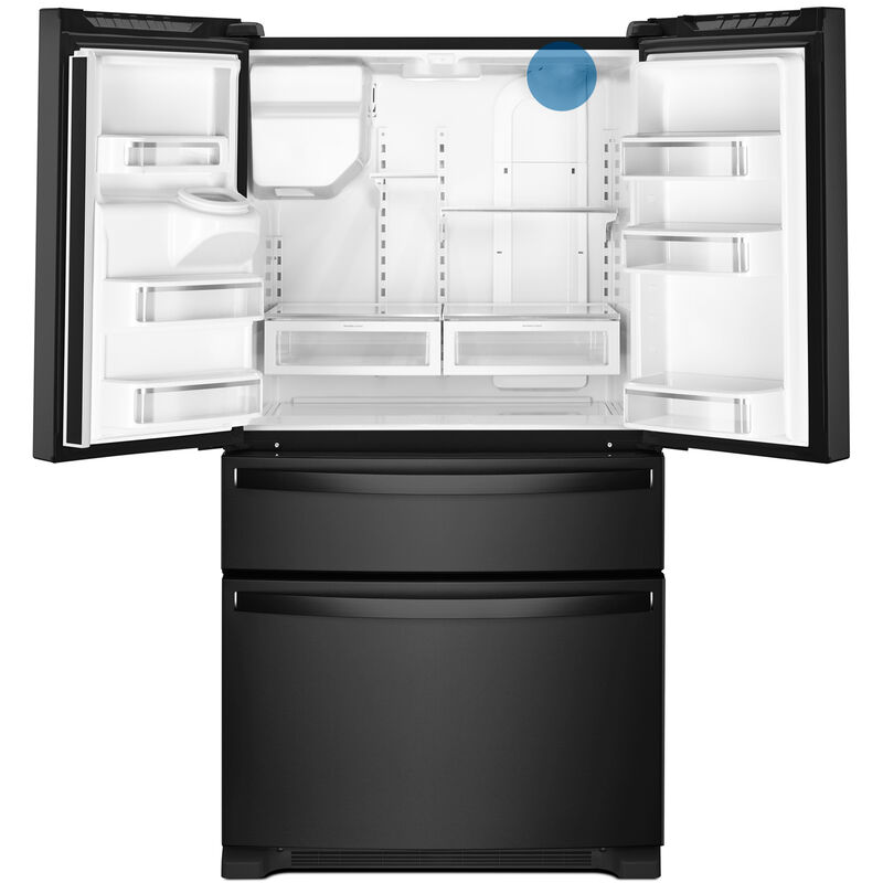 Whirlpool 36in. 24.5 cu. ft. 4-Door French Door Refrigerator with Ice & Water Dispenser - Black, Black, hires