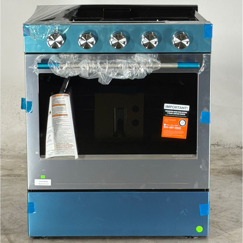 KitchenAid 30 in. 5.0 cu. ft. Smart Air-Fry Standard Convection Slide-In Gas Range with 5 Sealed Burners - Fingerprint Resistant Stainless Steel (Open Box Good Condition), , hires
