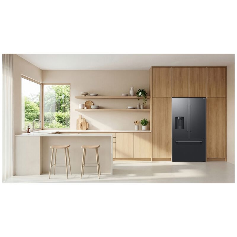 Samsung Bespoke 36 in. 28.5 cu. ft. Smart French Door Refrigerator with Ice & Water Dispenser - Fingerprint Resistant Matte Black Steel, , hires