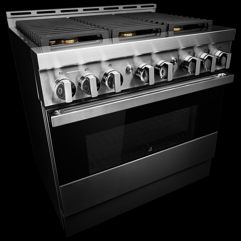 JennAir Noir Series 36 in. 5.1 cu. ft. Smart True European Convection Gas Range with 6 Sealed Burners - Stainless Steel, , hires
