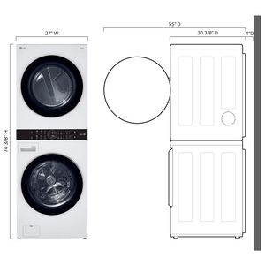 LG 27 in. WashTower with 4.5 cu. ft. Washer with 6 Wash Programs & 7.4 cu. ft. Electric Dryer with 6 Dryer Programs, Sensor Dry & Wrinkle Care - White, White, hires