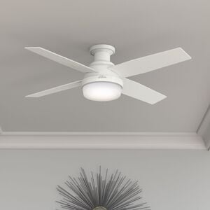 Hunter Dempsey 52 in. Low Profile Ceiling Fan with LED Light Kit and Handheld Remote - Fresh White, Fresh White, hires