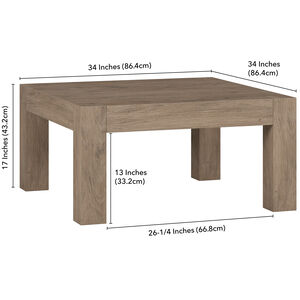 Hudson & Canal Langston 34" Wide Square Coffee Table - Antiqued Gray Oak, , hires