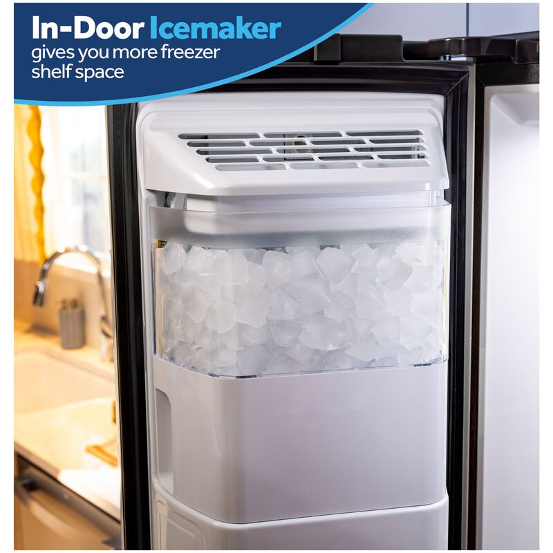 GE 36 in. 23.6 cu. ft. Counter Depth Side-by-Side Refrigerator with Ice & Water Dispenser - Slate, Slate, hires