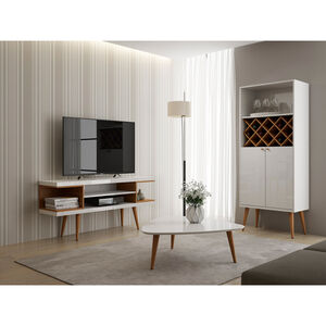 Manhattan Comfort Utopia 53" TV Stand - White Gloss & Maple Cream, , hires