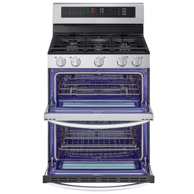 LG 30 in. 6.9 cu. ft. Smart Air Fry True European Convection Double Oven Gas Range with 5 Sealed Burners - Stainless Steel, , hires