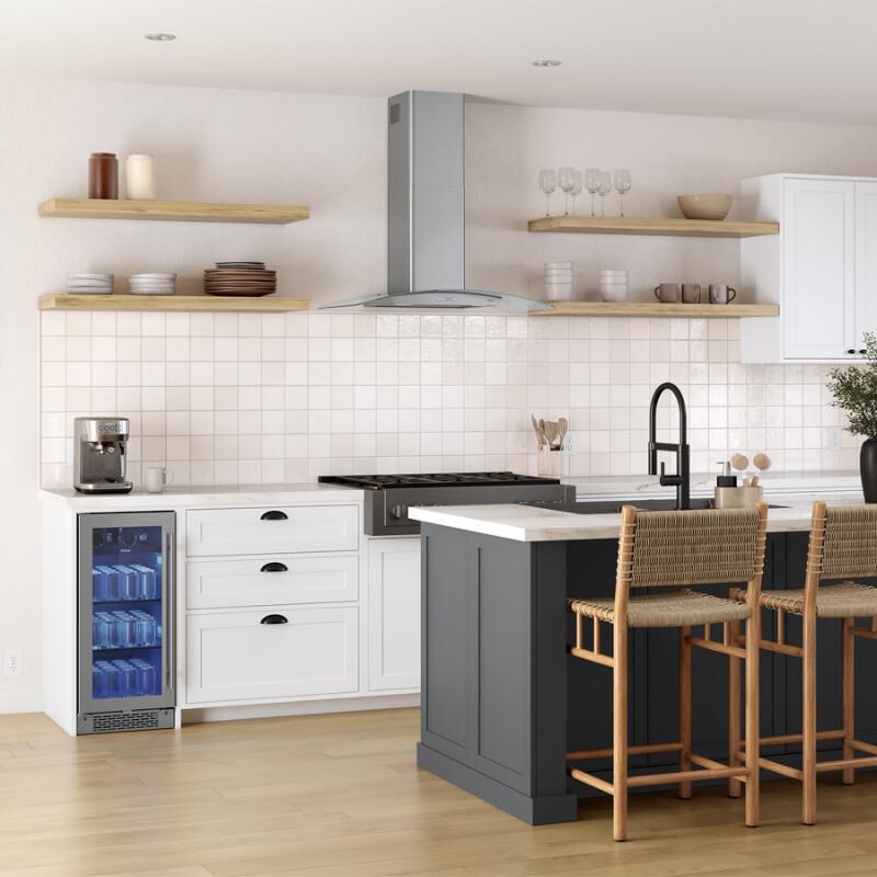 Brisas by Zephyr 36 in. Convertible Chimney Style Range Hood with 600 CFM, 3 Fan Speeds & 2 LED Lights - Stainless Steel, , hires