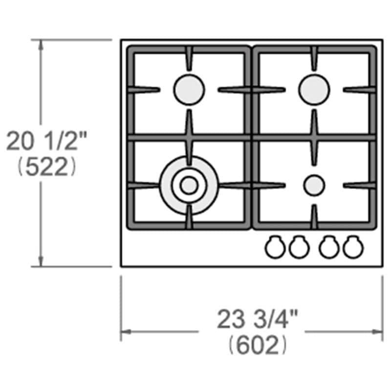 Bertazzoni Professional Series 24 in. 4-Burner Natural Gas Cooktop with Simmer Burner & Power Burner - Stainless Steel, , hires