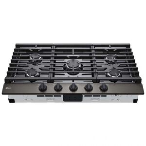 LG 36 in. 5-Burner Natural Gas Cooktop with Simmer Burner & Power Burner - Black Stainless, Black Stainless, hires