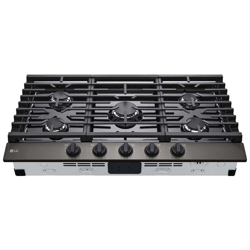 LG 36 in. 5-Burner Natural Gas Cooktop with Simmer Burner & Power Burner - Black Stainless, Black Stainless, hires