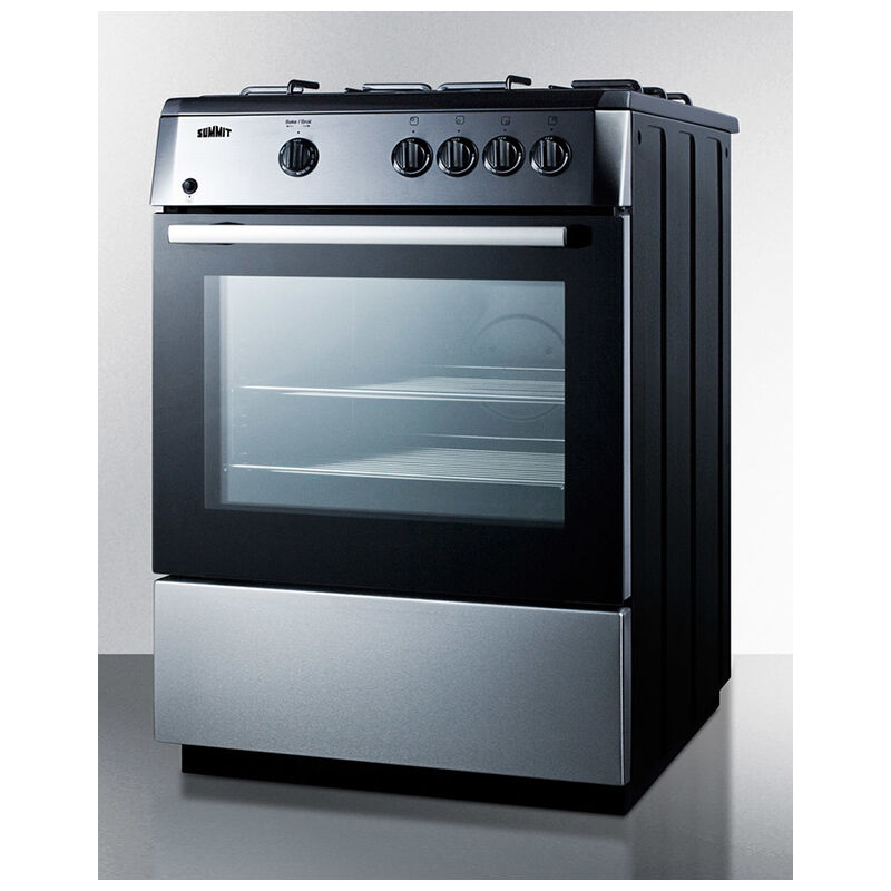 Summit 24 in. 2.5 cu. ft. Gas Range with 4 Sealed Burners - Stainless Steel, , hires