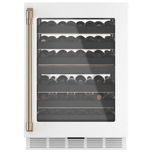 Cafe 24 in. Undercounter Smart Wine Cooler with Metal Wire Racks, Dual Temperature Zones & 46 Bottle Capacity - Matte White, Matte White, hires
