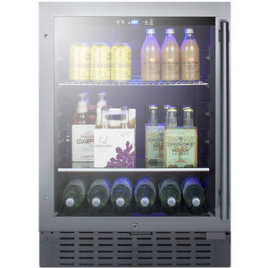 Summit Commercial 24 in. Built-In/Freestanding 4.2 cu. ft. Compact Beverage Center with Adjustable Shelves & Digital Control - Stainless Steel, , hires