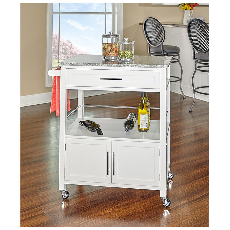 Madison Kitchen Cart with Granite Top-White, , hires