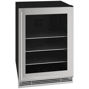 U-Line 1 Class Series 24 in. Built-In/Freestanding 5.7 cu. ft. Compact Beverage Center with Adjustable Shelves & Digital Control - Stainless Steel, , hires