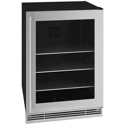 U-Line 1 Class Series 24 in. Built-In/Freestanding 5.7 cu. ft. Compact Beverage Center with Adjustable Shelves & Digital Control - Stainless Steel | HBV024SG01A